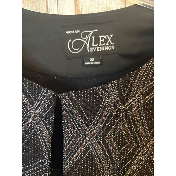Alex Evenings Black Silver 3/4 Sleeve Sparkly Cocktail Twin Set Plus Size 2X NWT - Picture 7 of 10